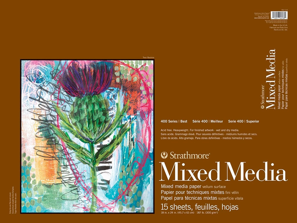 400 Series Mixed Media Pad, 18"X24", White, 15 Sheets