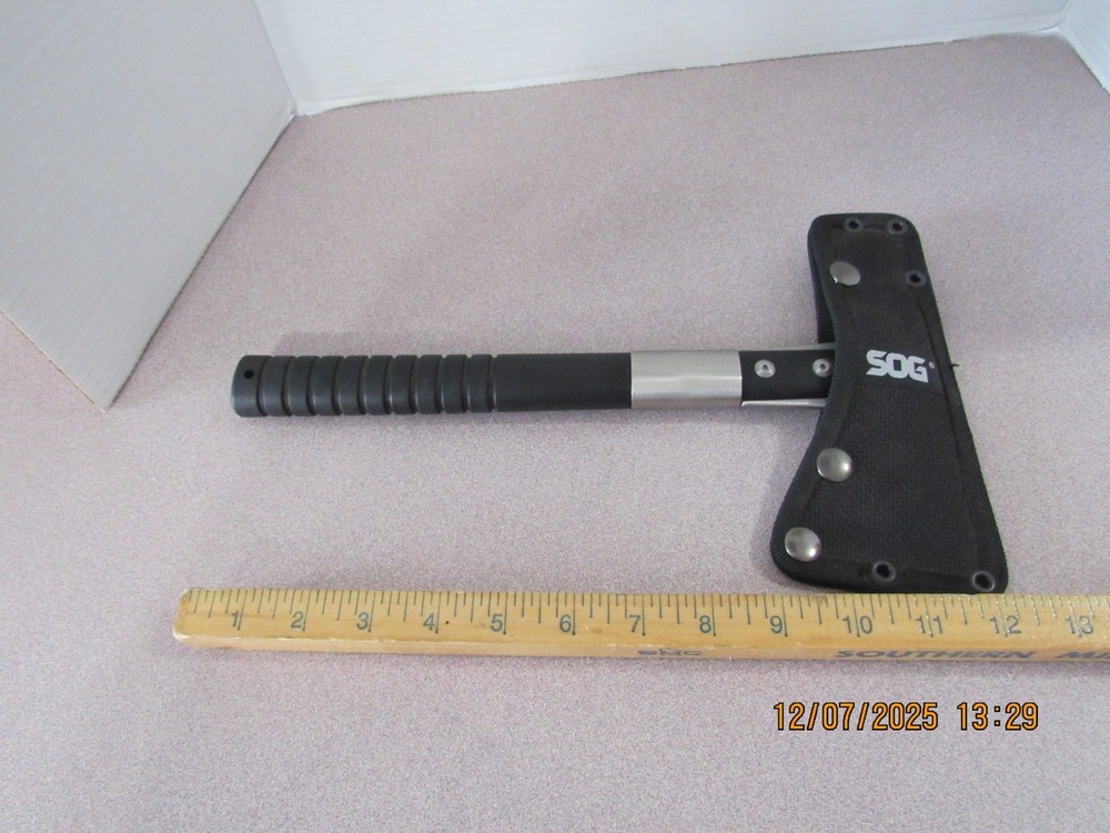 SOG FastHawk Stainless Fixed Axe Head Blade Black Handle Ax + Sheath
