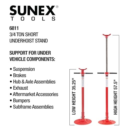 3/4 Ton Underhoist Stand with Bearing Mounted Spin Handle, Self-Locking Short