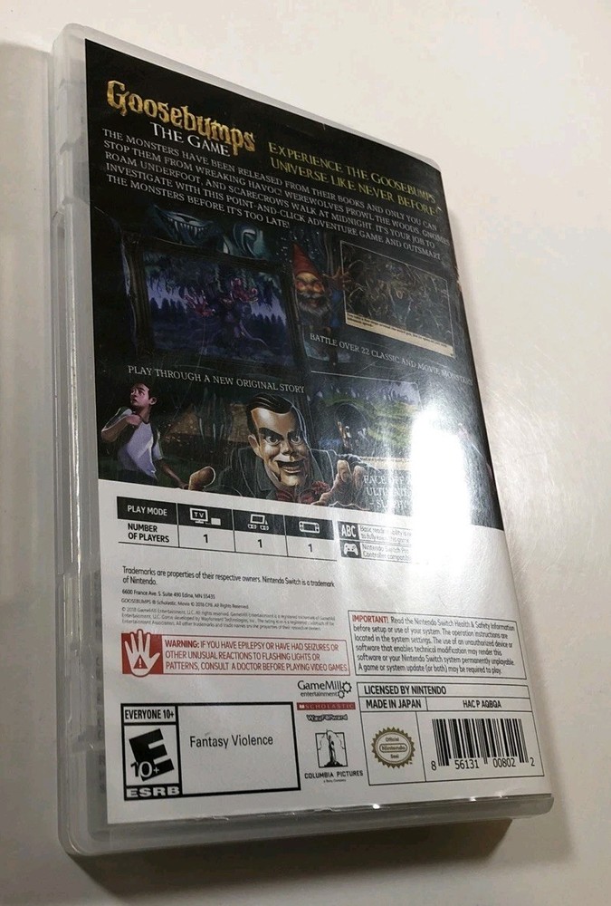 CASE ONLY NO GAME: Goosebumps (Nintendo Switch) PLEASE READ!!