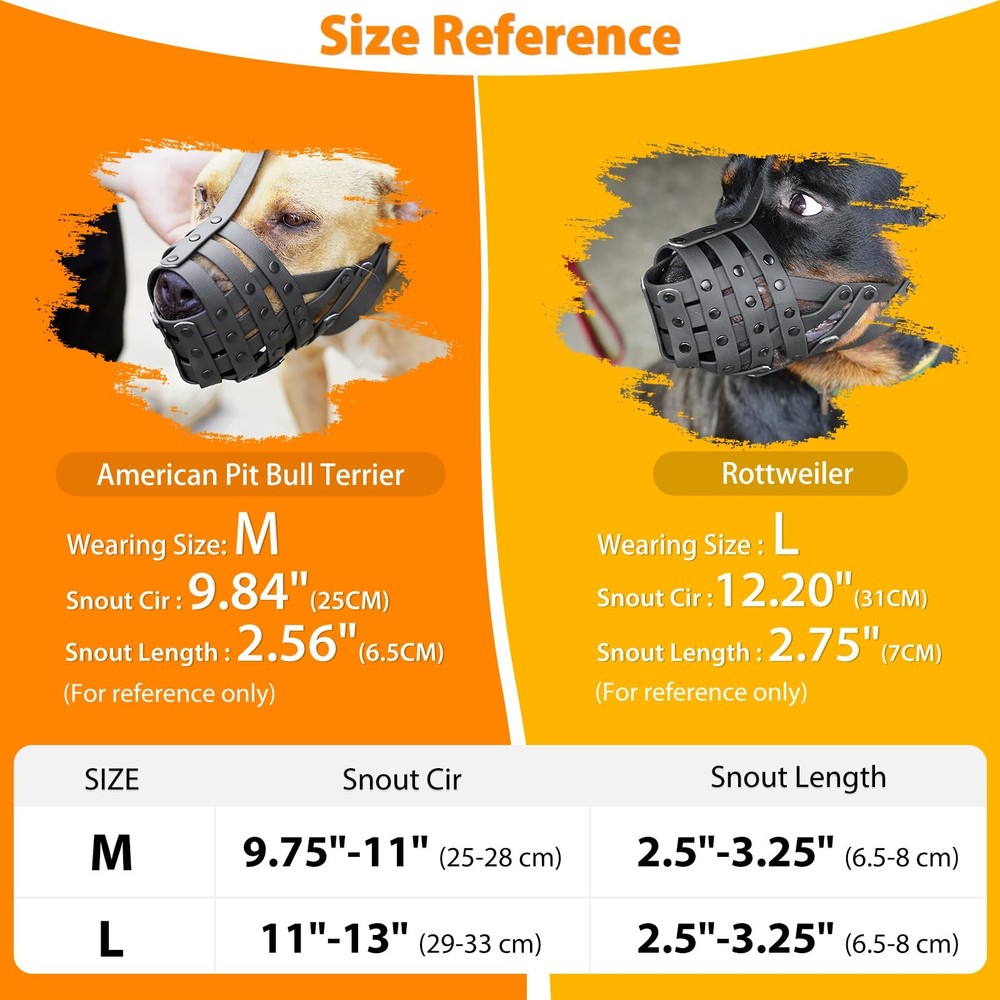 Pitbull Muzzle for Large Medium Sized Dogs to Prevent Biting Scavenging, Bask...