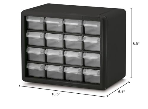 Akro-Mils 16-Drawer Plastic Storage Cabinet Organizer Wall Mount Stackable