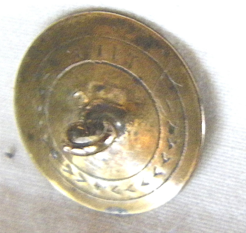 Bb Very OLD Brass BUTTON Rosette medium Concave contour "GILT" /garland backmark
