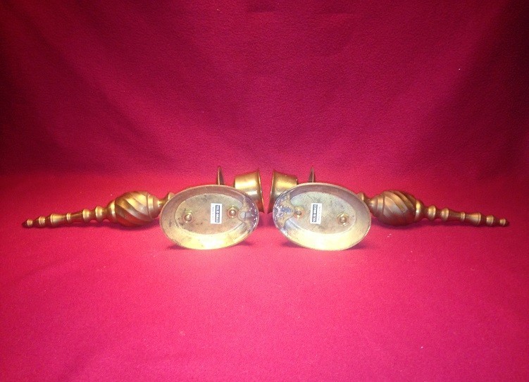 Vintage Pair Solid Brass Wall Candlestick Holders