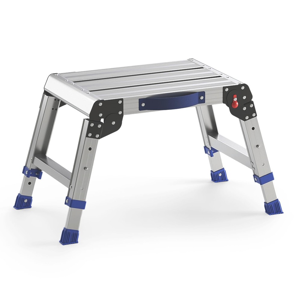 Loyoda Folding Step Stool for Adults, Aluminum Short Non-Folding Deck, Silver