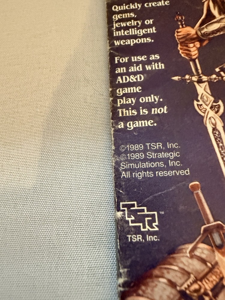 1989 TSR Advanced D&D Dungeon Masters Assistant - Vintage