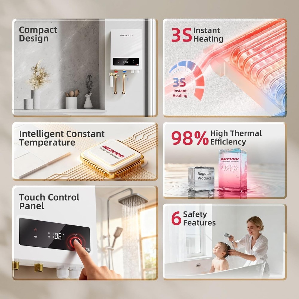 14kW Tankless Water Heater Electric 240V On Demand Instant Hot Water Heater