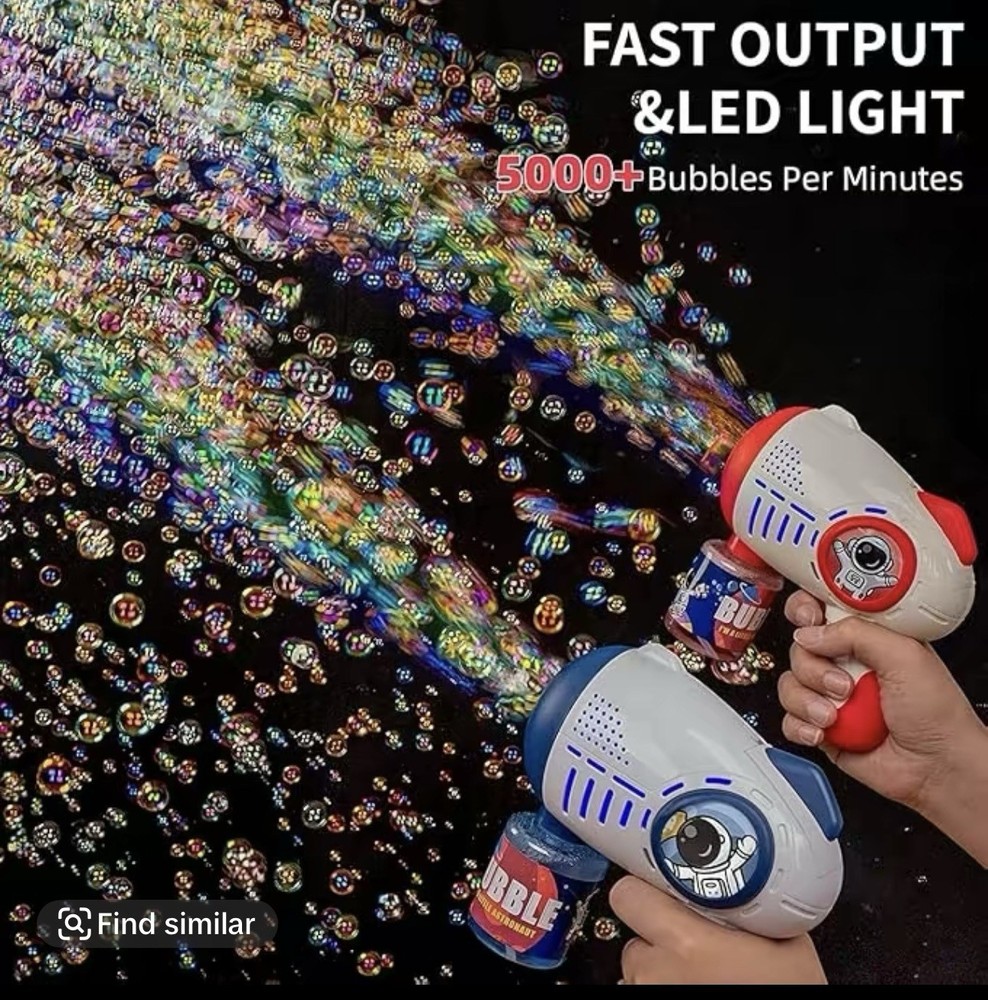 2 Pack Bubble Gun for Kids, LED Light Up Automatic Bubble Machine