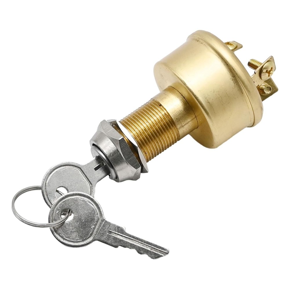 Durable Brass 3-Position Ignition Switch for Boats | Off-On-Start Functionality