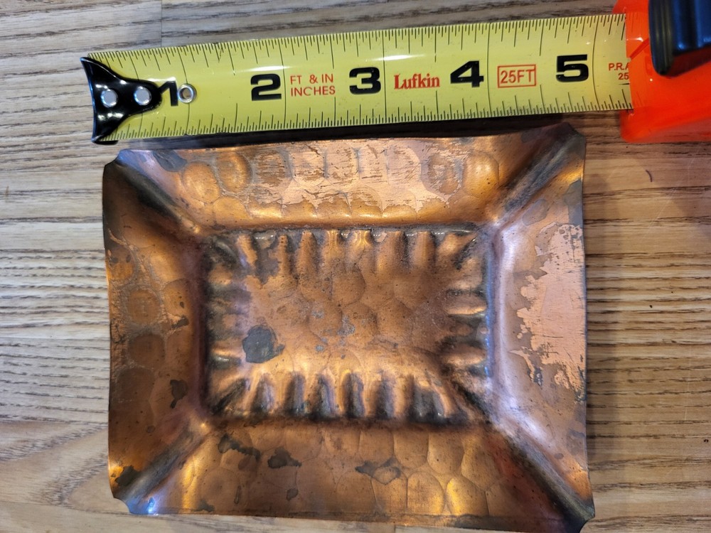 Gregorian Copper 523 Rectangle Ashtray Hammered MCM 1960’s Signed