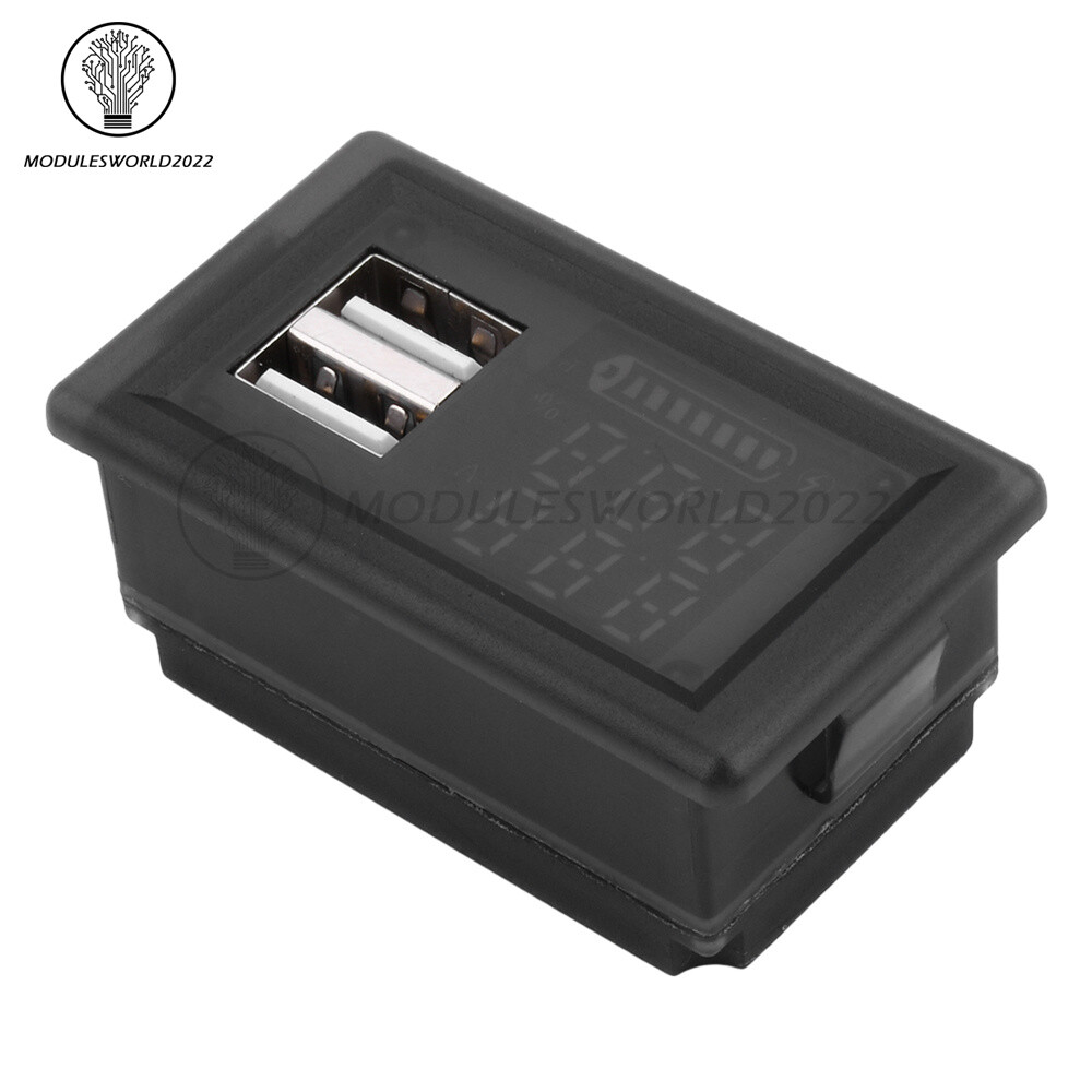DC9-24V Battery Capacity Indicator USB Type-C LED Dual Digital Car Voltmeter