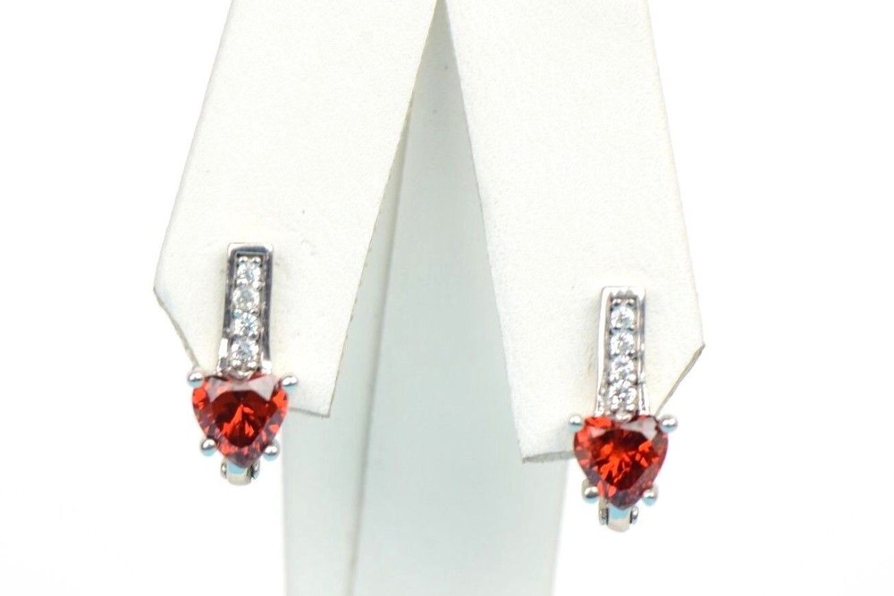 Heart Birthstone Sterling Silver Earrings