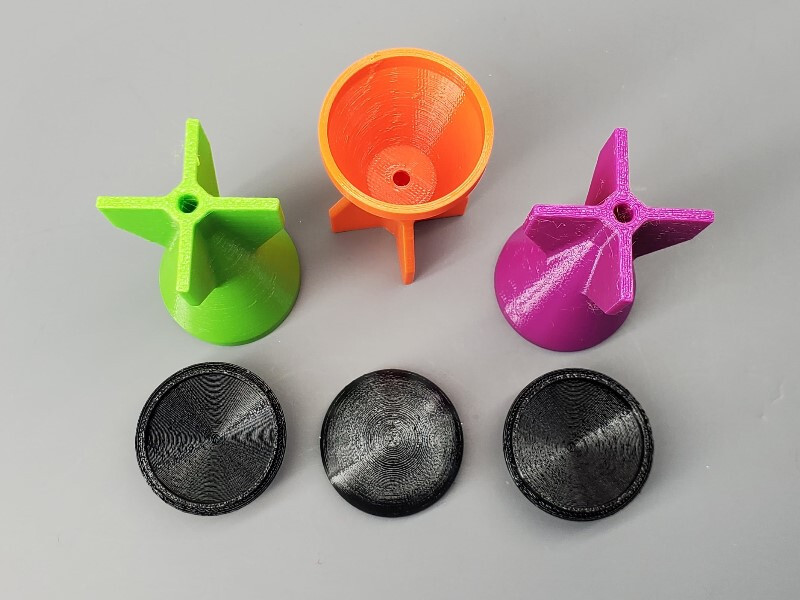 37mm 3D Printed Payload Replica Mortar Rocket W/push Disc Orange