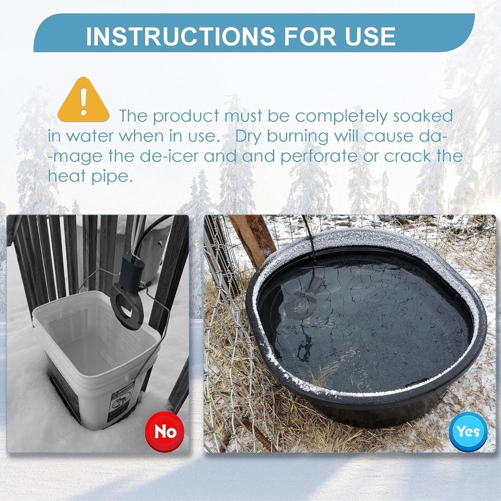 Smart 500W Submersible De-Icer: Keep Water Flowing Fresh for Birds and Livestock