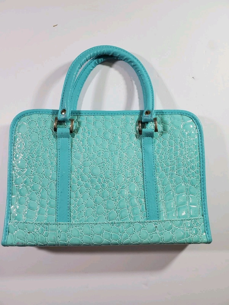 Faux Leather Bible Cover Teal Medium Crucifix Zipper Pull