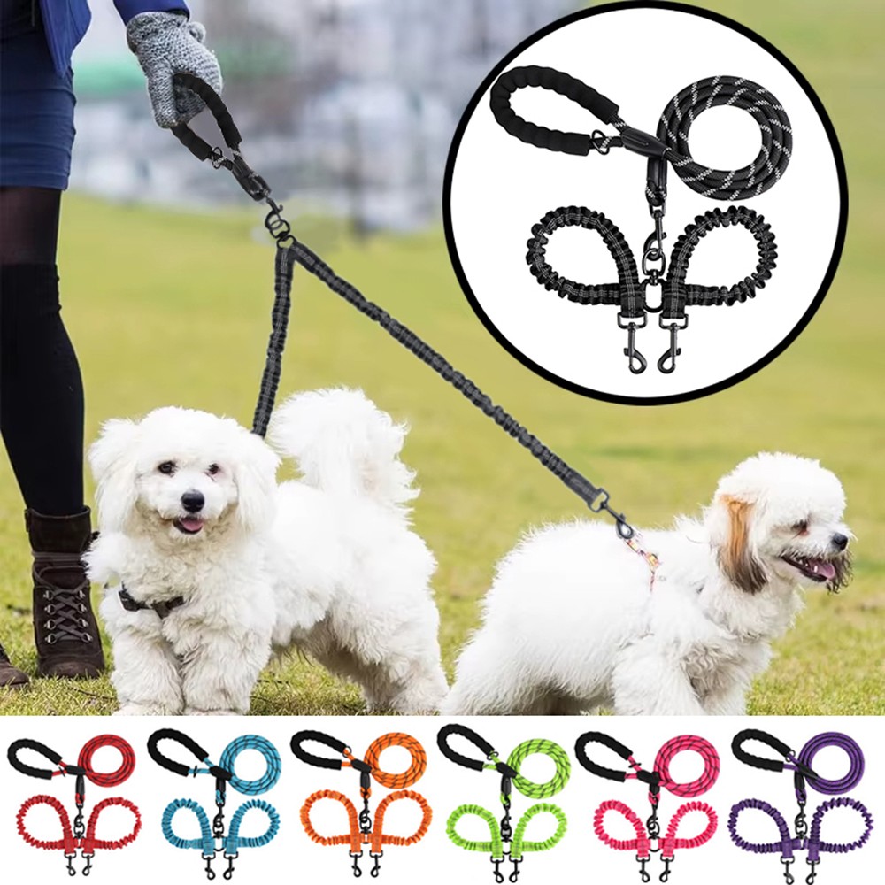 With Padded Handle Adjustable Reflective Pet Dog Leash Strong Braided 2 Way