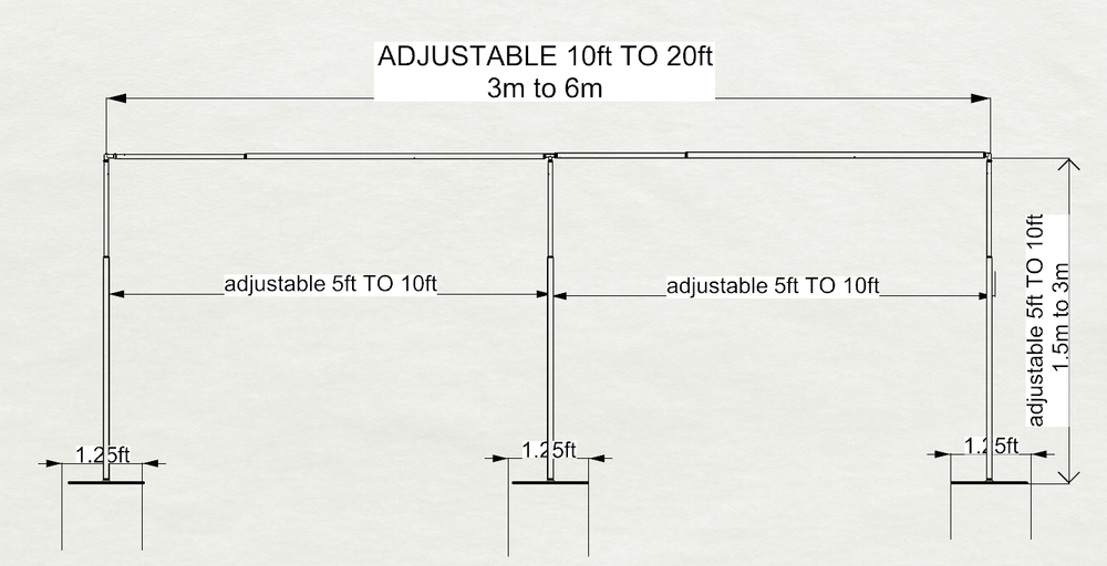 vivStruct ADJUSTABLE QUICK BACKDROP KIT 10FT TALL x 20FT WIDE PIPE WITHOUT DRAPE