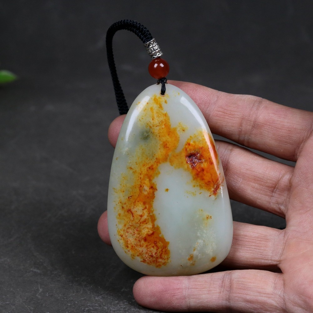 80G 100% Certified 100% Hetian jade Raw stone~和田玉油性洒金皮籽料原石