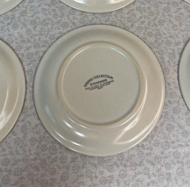 Spring Collection STONEWARE GREEN Rim 6 Inch Saucers!!💐