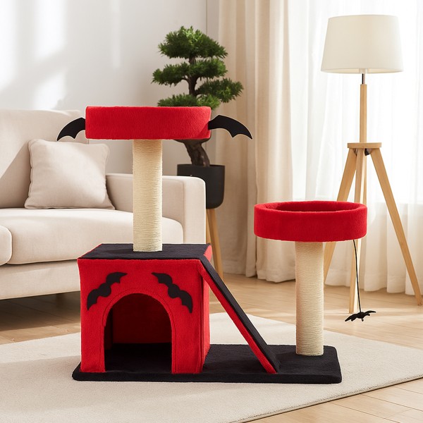 Halloween Cat Climbing Frame Gothic Cat Tree, Cat Tower With Spacious Cat Condo,