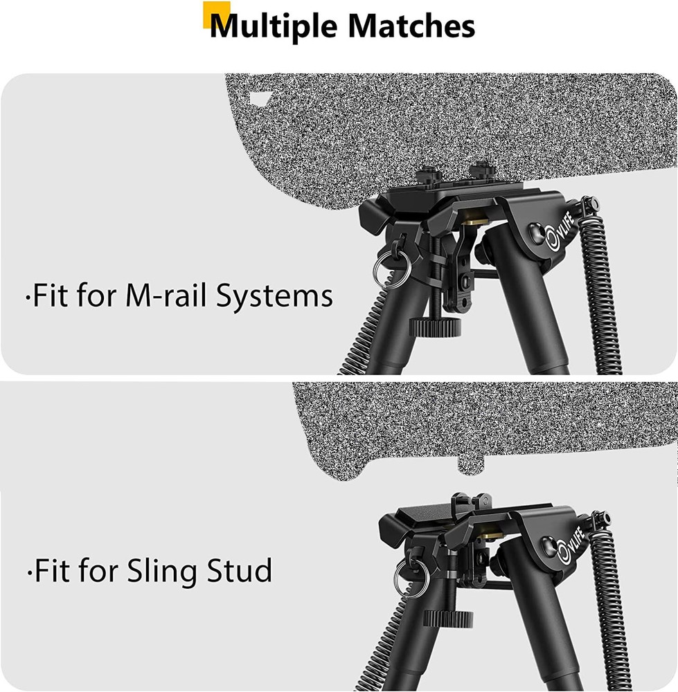 6-9 Inches Rifle Bipod Spring Return M-LOK Adapter Compatible With M-Rail System