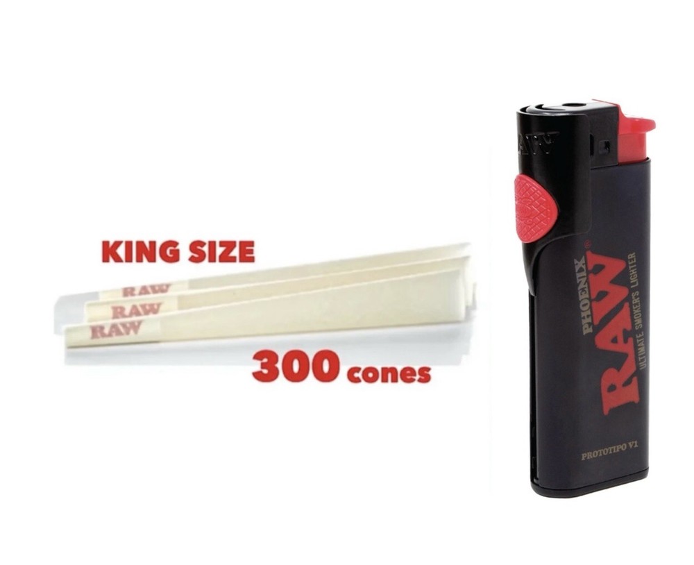 RAW PHOENIX ULTIMATE SMOKERS LIGHTER +raw organic KING size pre rolled cone