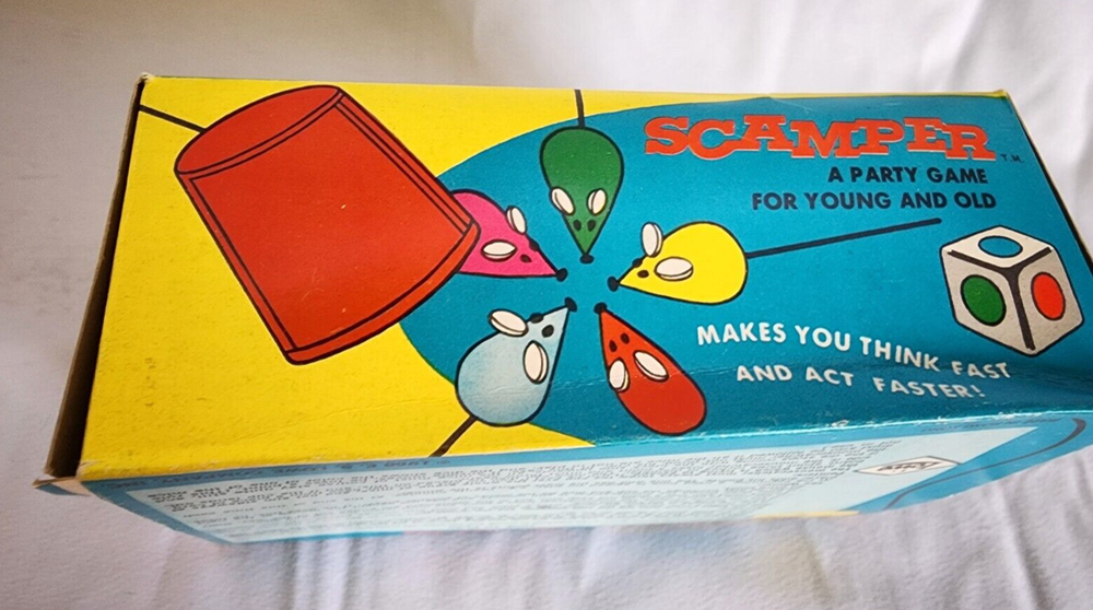 1968 Scamper mouse dice game original package by E S Lowe made in Hong Kong