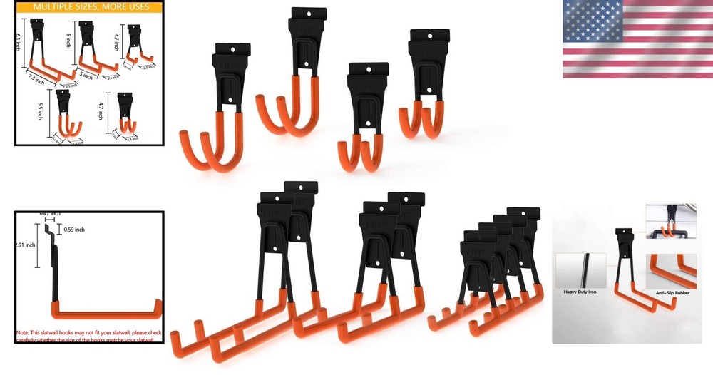 12-Pack Heavy Duty Slatwall Hooks - Smart Organization for Garage and Workshop