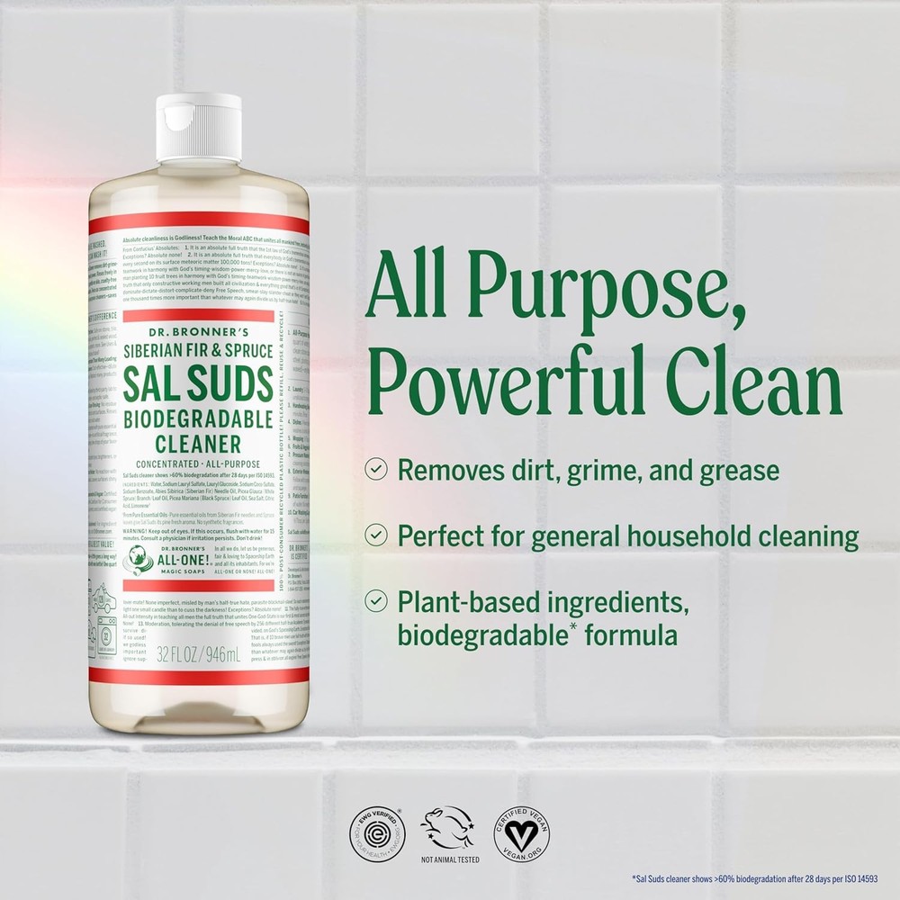 Dr. Bronner's - Sal Suds Biodegradable Cleaner (32 oz) - All-Purpose, Pine Clean