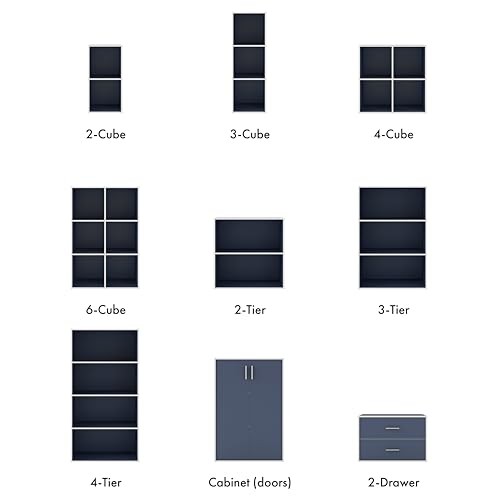 Homes: Inside + Out Apexa 2-Tier Cube Storage Organizer Shelves, Stackable Wood