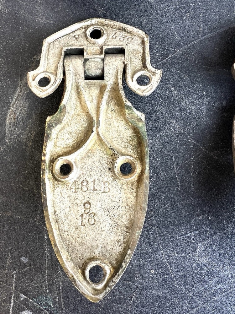 5pcs Bohn Ice Box Hinge USA Embossed Brass Nickel Chromium Plated 1921 Solid