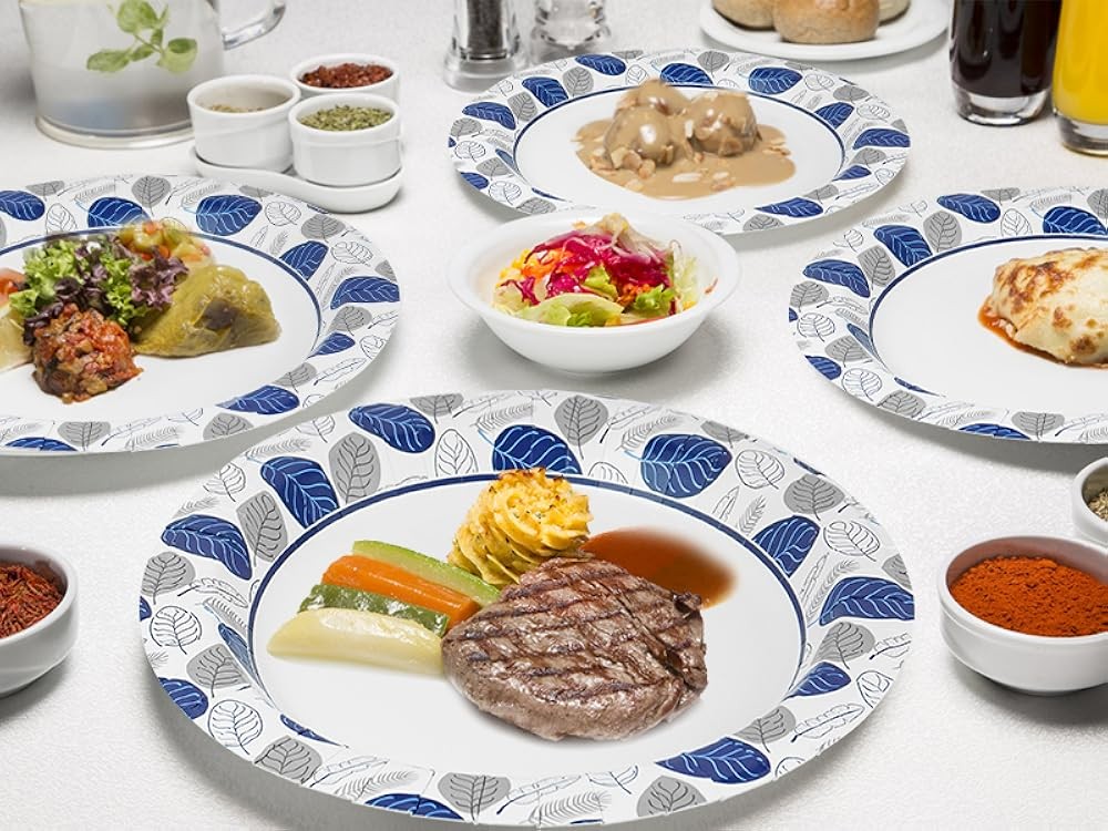 Paper Plates 8.5 Inch Bulk, Heavy Duty Medium Disposable Dert