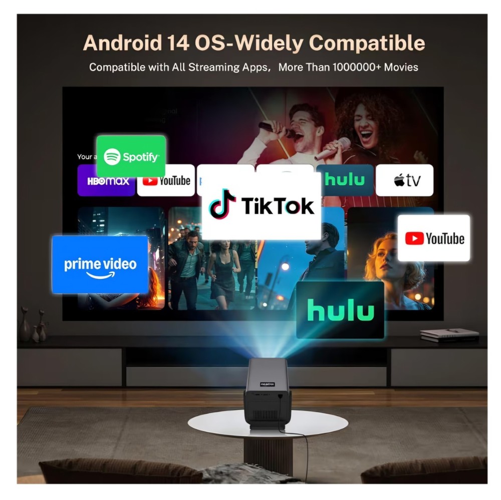 [2000 ANSI/AI Visual Calibration/4K Support] X7 Native 1080P Smart Projector wit