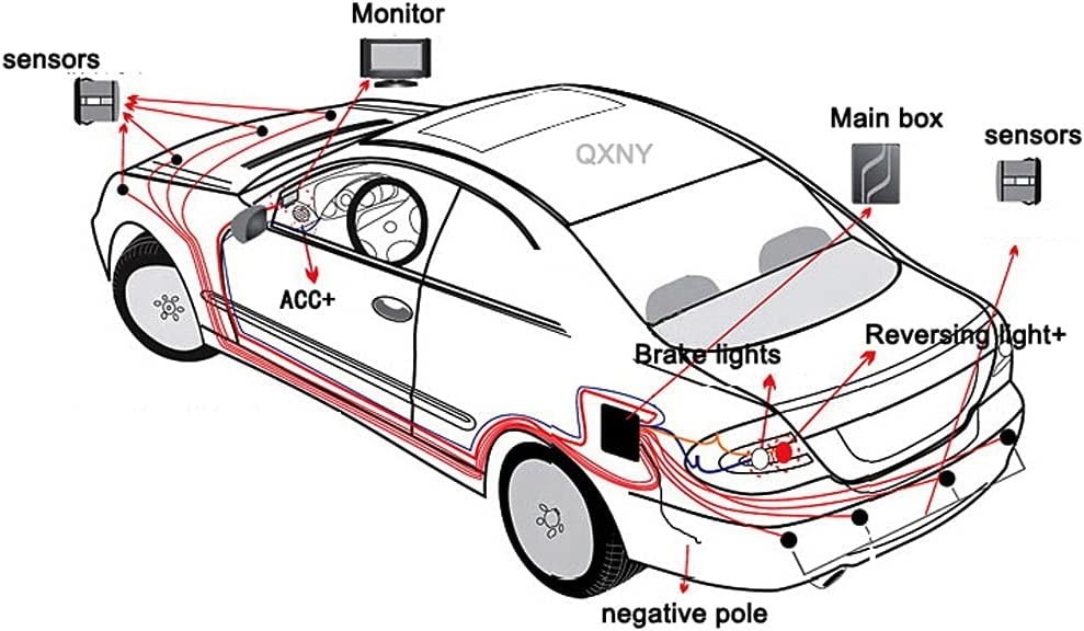Vehicle Backup Sensor Kit with Distance Detection and Sound Warning Feature