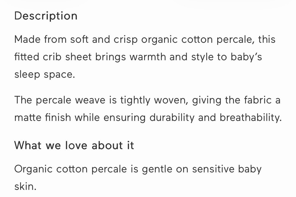 Soundly Percale Organic Crib Sheet