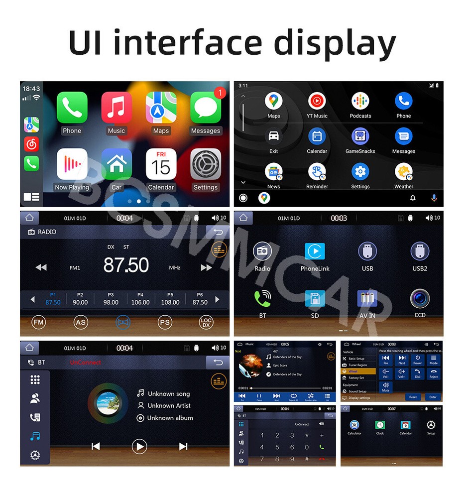Car Stereo Radio MP5 Player Bluetooth 7in Touch Screen For Carplay Android Auto