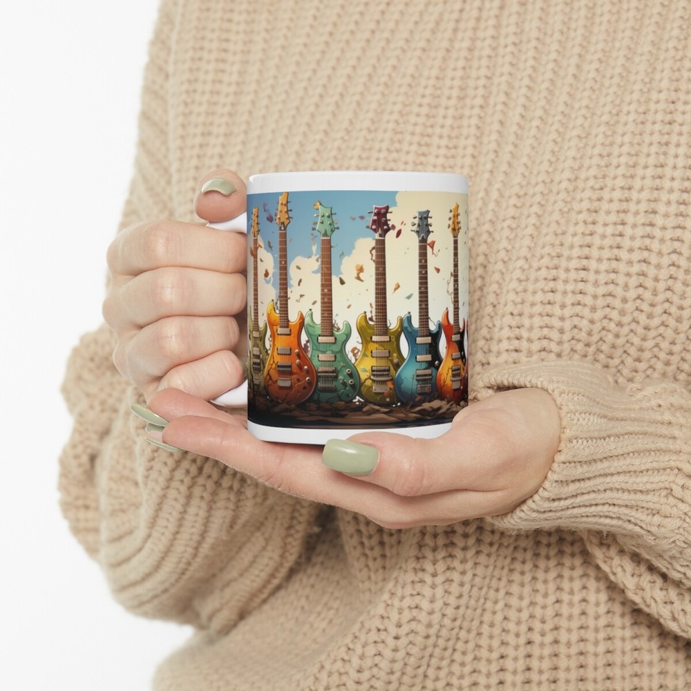 Strings & Sips: The Ultimate Guitar Lover's Mug White Ceramic Mug 11oz
