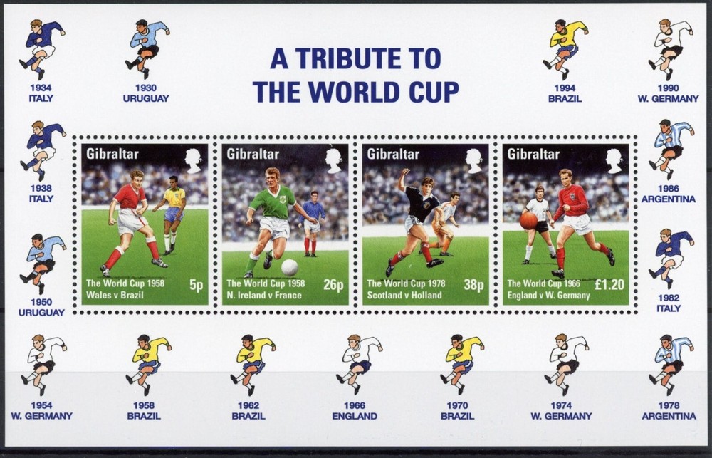 Gibraltar 1998 Soccer : Good VF MNH sheet