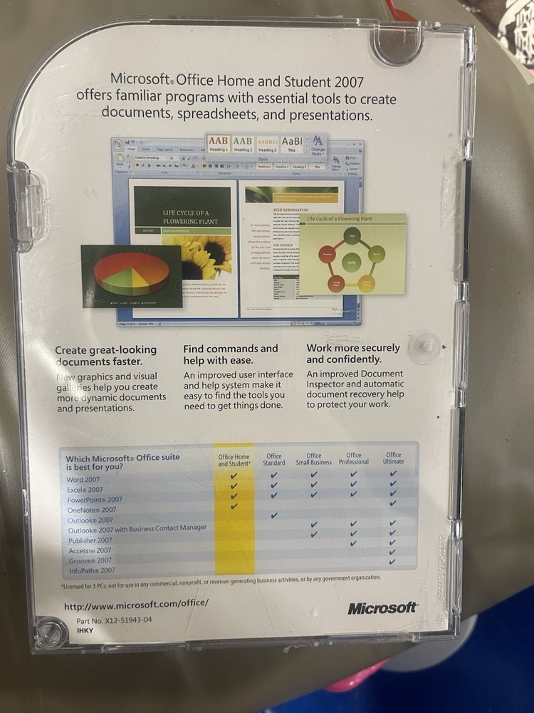 Microsoft Office Home & Student 2007 for 3 Home PC Licenses
