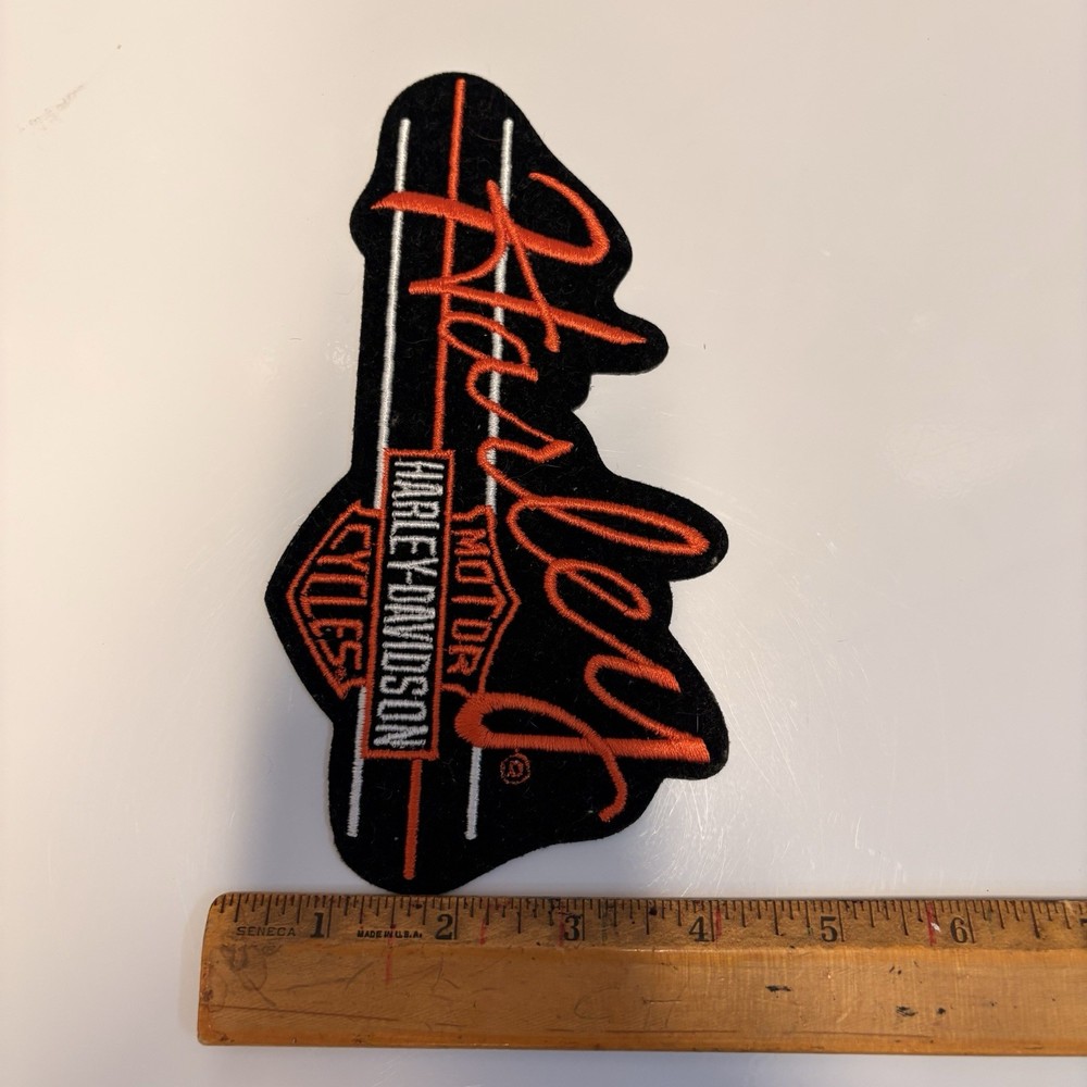 Harley-Davidson Large Back Patch Script Bar & Shield Embroidered 8" x 4"