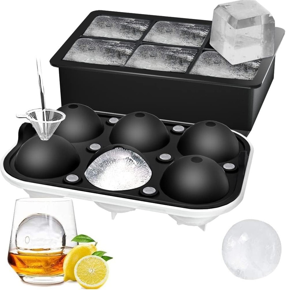Versatile Ice Ball & Large Cube Trays - Dishwasher Safe & Durable Silicone