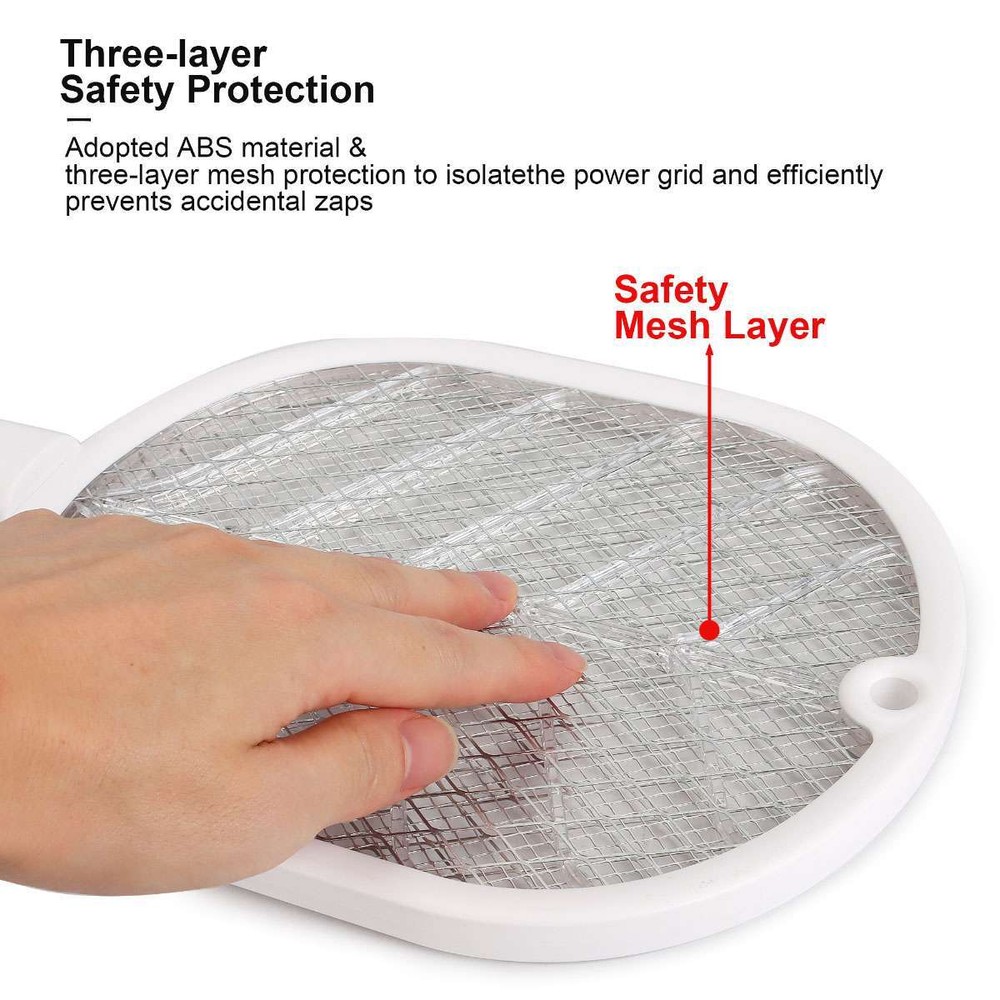 Rechargeable Handheld USB Mosquito Fly Swatter Zapper Killer Bug Insect Racket