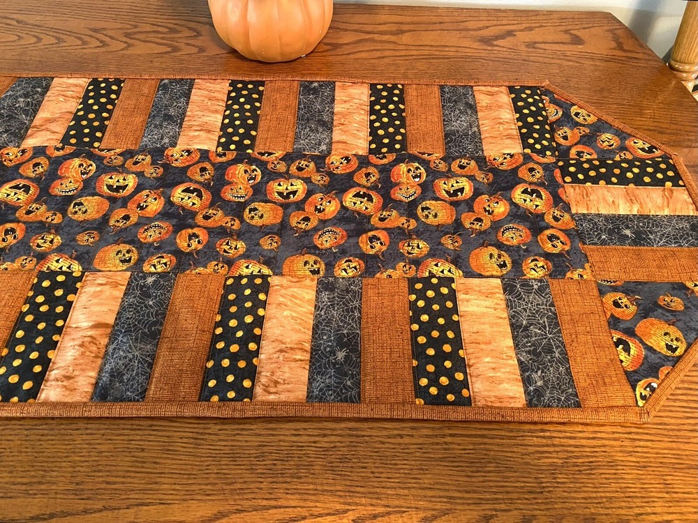 Pumpkin Table Runner, Handmade Table Decor, 15” x 33”