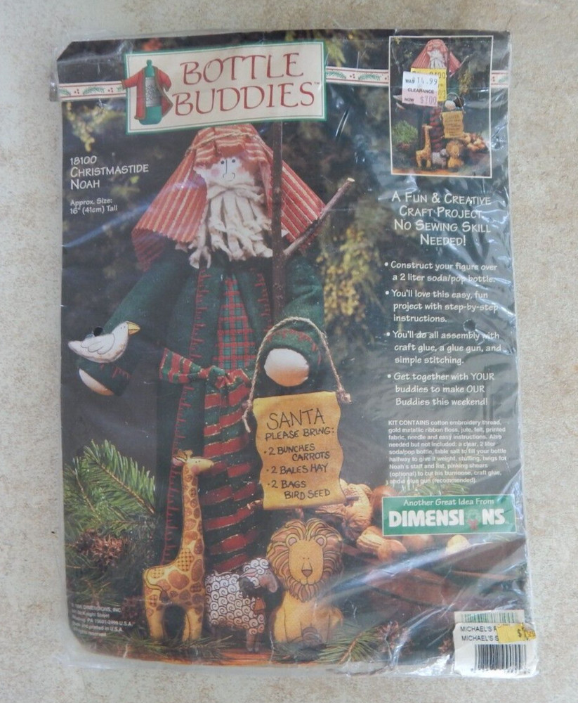 Open Dimensions Bottle Buddies Felt Kit CHRISTMASTIDE NOAH #18100 Needle Missing