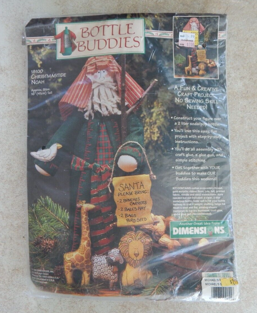 Open Dimensions Bottle Buddies Felt Kit CHRISTMASTIDE NOAH #18100 Needle Missing