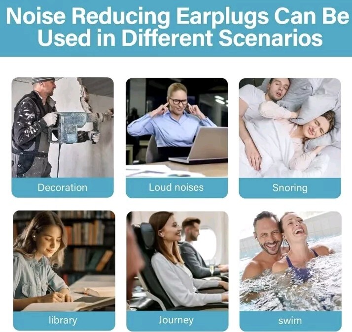 Ear Plugs for Sleeping Noise Cancelling, Soft Silicone Reusable Earplugs
