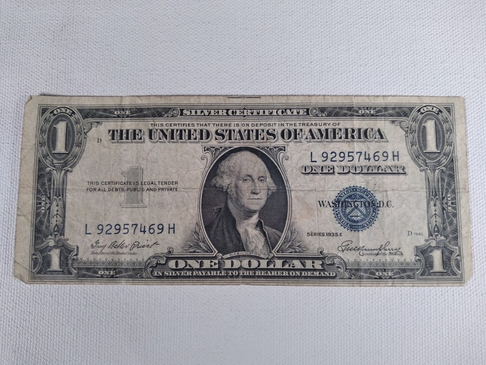 1935 E Silver Certificate One Dollar Bill