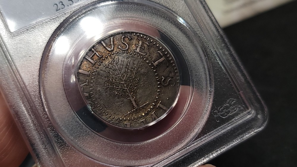 1652 Pine Tree Shilling Large Planchet PCGS AU 53