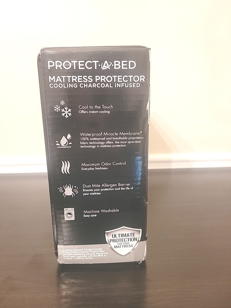 Protect -A -Bed Mattress Protector - Cooling Charcoal Infused King - White