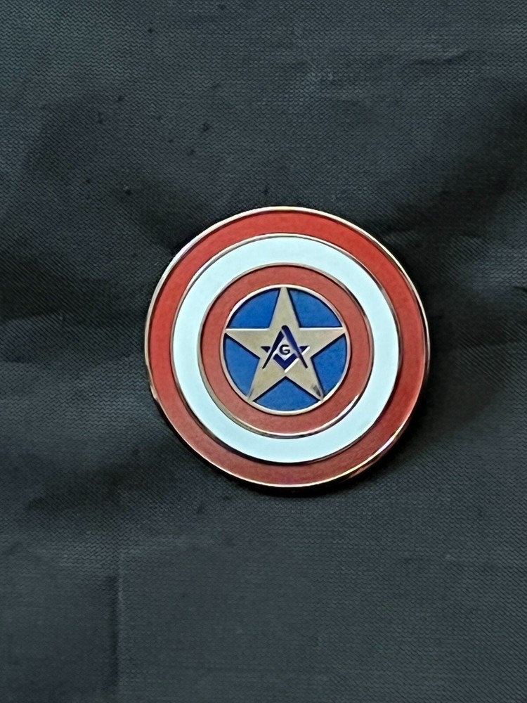 Master Mason Bullseye Square Compass Lapel Pin Star Circular Shield  NEW!